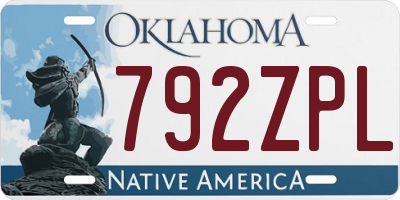 OK license plate 792ZPL