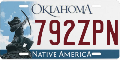 OK license plate 792ZPN