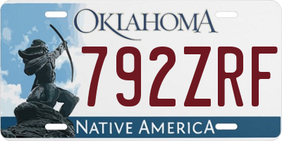 OK license plate 792ZRF