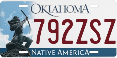 OK license plate 792ZSZ