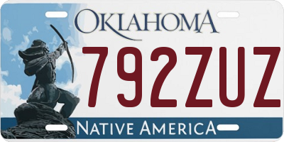 OK license plate 792ZUZ