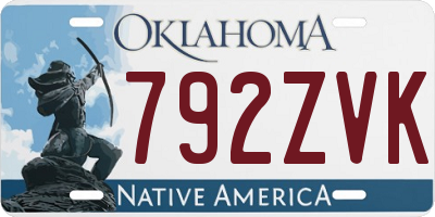 OK license plate 792ZVK