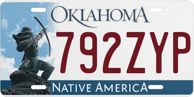 OK license plate 792ZYP