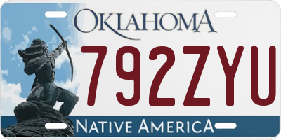 OK license plate 792ZYU