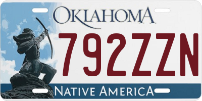 OK license plate 792ZZN