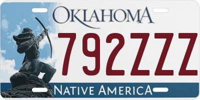 OK license plate 792ZZZ