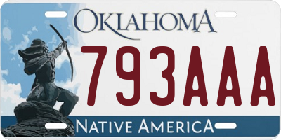 OK license plate 793AAA