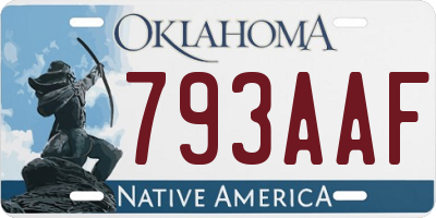 OK license plate 793AAF