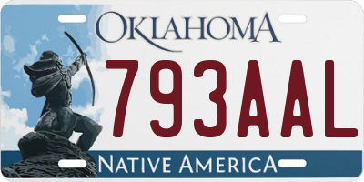 OK license plate 793AAL