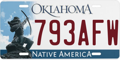 OK license plate 793AFW