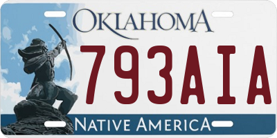 OK license plate 793AIA