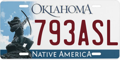 OK license plate 793ASL