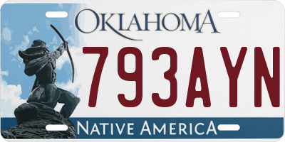 OK license plate 793AYN