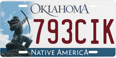 OK license plate 793CIK
