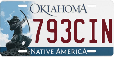 OK license plate 793CIN