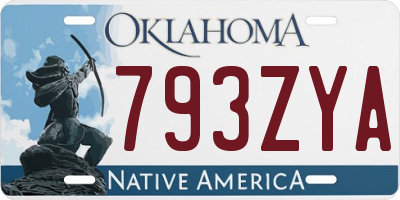 OK license plate 793ZYA