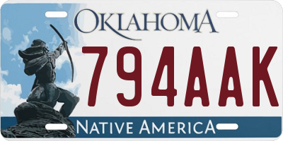 OK license plate 794AAK