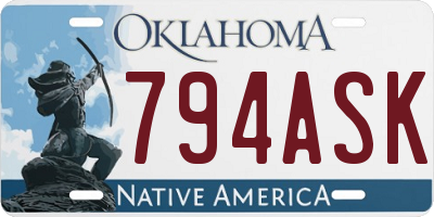 OK license plate 794ASK