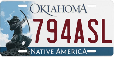 OK license plate 794ASL