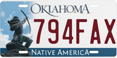 OK license plate 794FAX