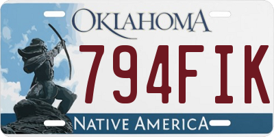 OK license plate 794FIK