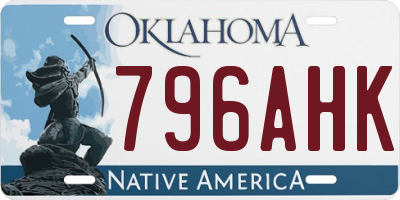 OK license plate 796AHK