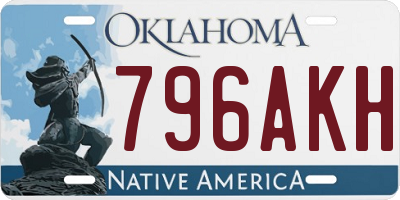 OK license plate 796AKH