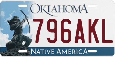 OK license plate 796AKL