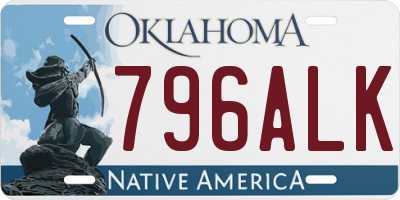 OK license plate 796ALK