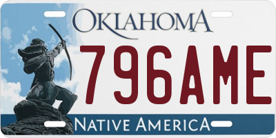OK license plate 796AME