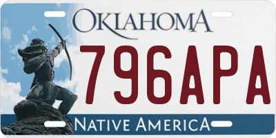 OK license plate 796APA