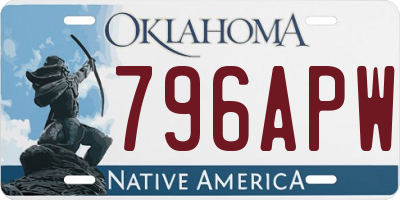 OK license plate 796APW