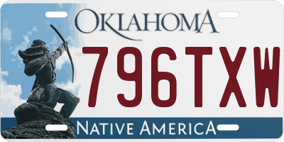 OK license plate 796TXW