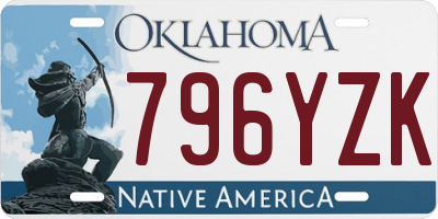 OK license plate 796YZK