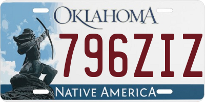 OK license plate 796ZIZ