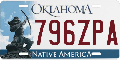 OK license plate 796ZPA