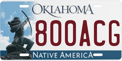 OK license plate 800ACG