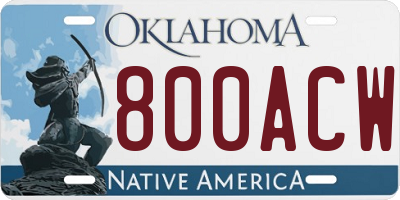 OK license plate 800ACW
