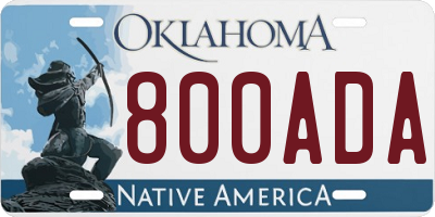 OK license plate 800ADA