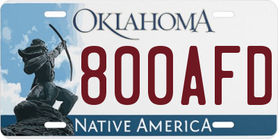 OK license plate 800AFD