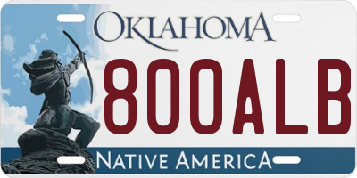 OK license plate 800ALB