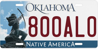 OK license plate 800ALO