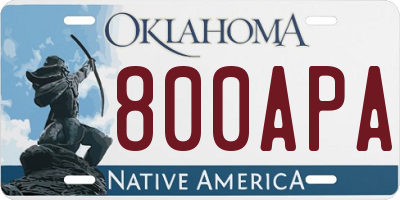 OK license plate 800APA