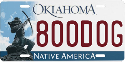 OK license plate 800DOG