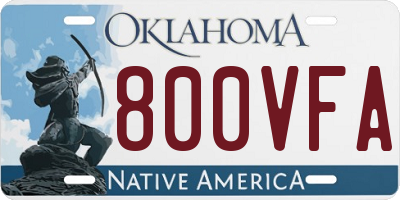 OK license plate 800VFA