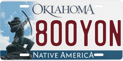 OK license plate 800YON