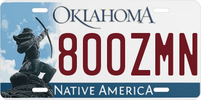 OK license plate 800ZMN