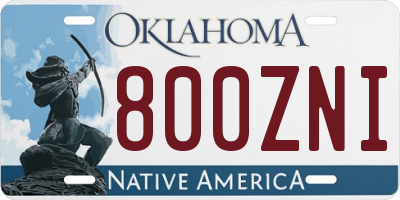 OK license plate 800ZNI
