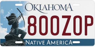 OK license plate 800ZOP
