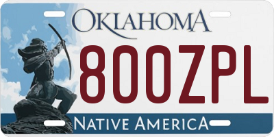 OK license plate 800ZPL